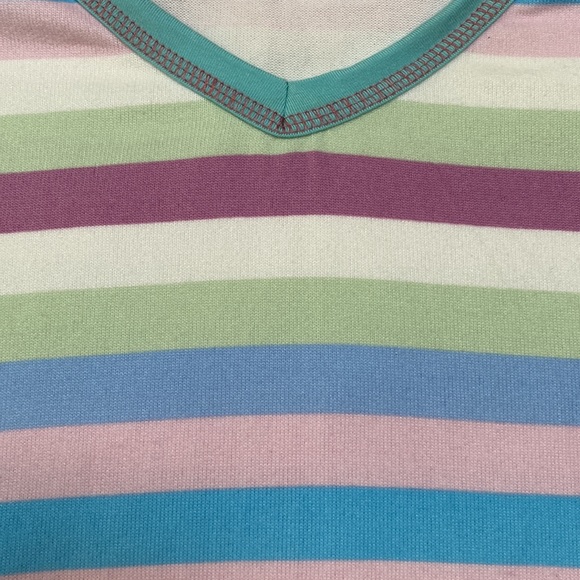 Adora Striped V-Neck Top 💗 Aqua Mint Purple Pink & Cream - Picture 9 of 13